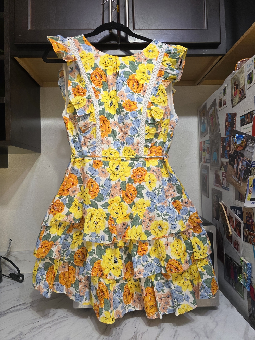 Hello Molly Romper Style Floral Ruffle Tie-Waist Mini Dress  Women Size Medium - Picture 3 of 14